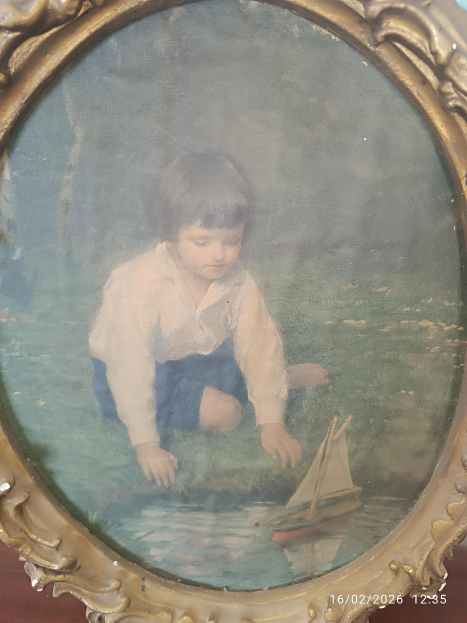 VINTAGE ΚΑΔΡΟ ΑΝΤΙΚΑ ΜΕ ΟΒΑΛ ΚΟΡΝΙΖΑ