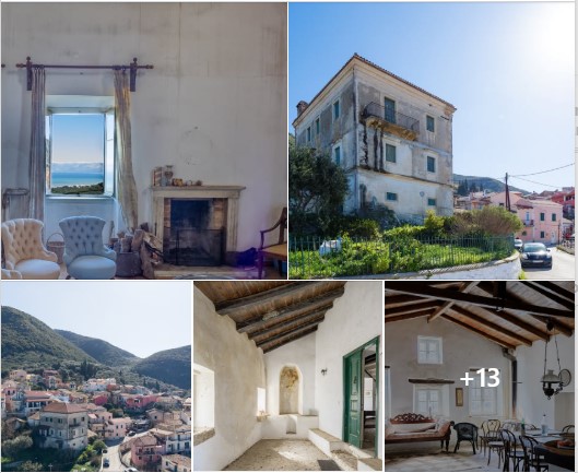 Ιστορικό αρχοντικό τεσσάρων υπνοδωματίων με πανοραμικό χωριό & θέα θάλασσα στη Βόρεια Κέρκυρα