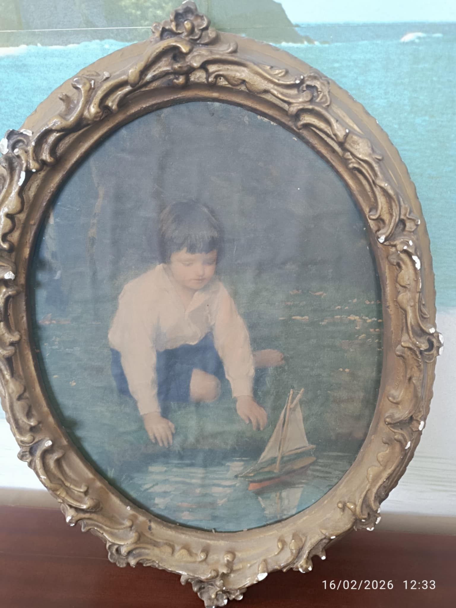 VINTAGE ΚΑΔΡΟ ΑΝΤΙΚΑ ΜΕ ΟΒΑΛ ΚΟΡΝΙΖΑ