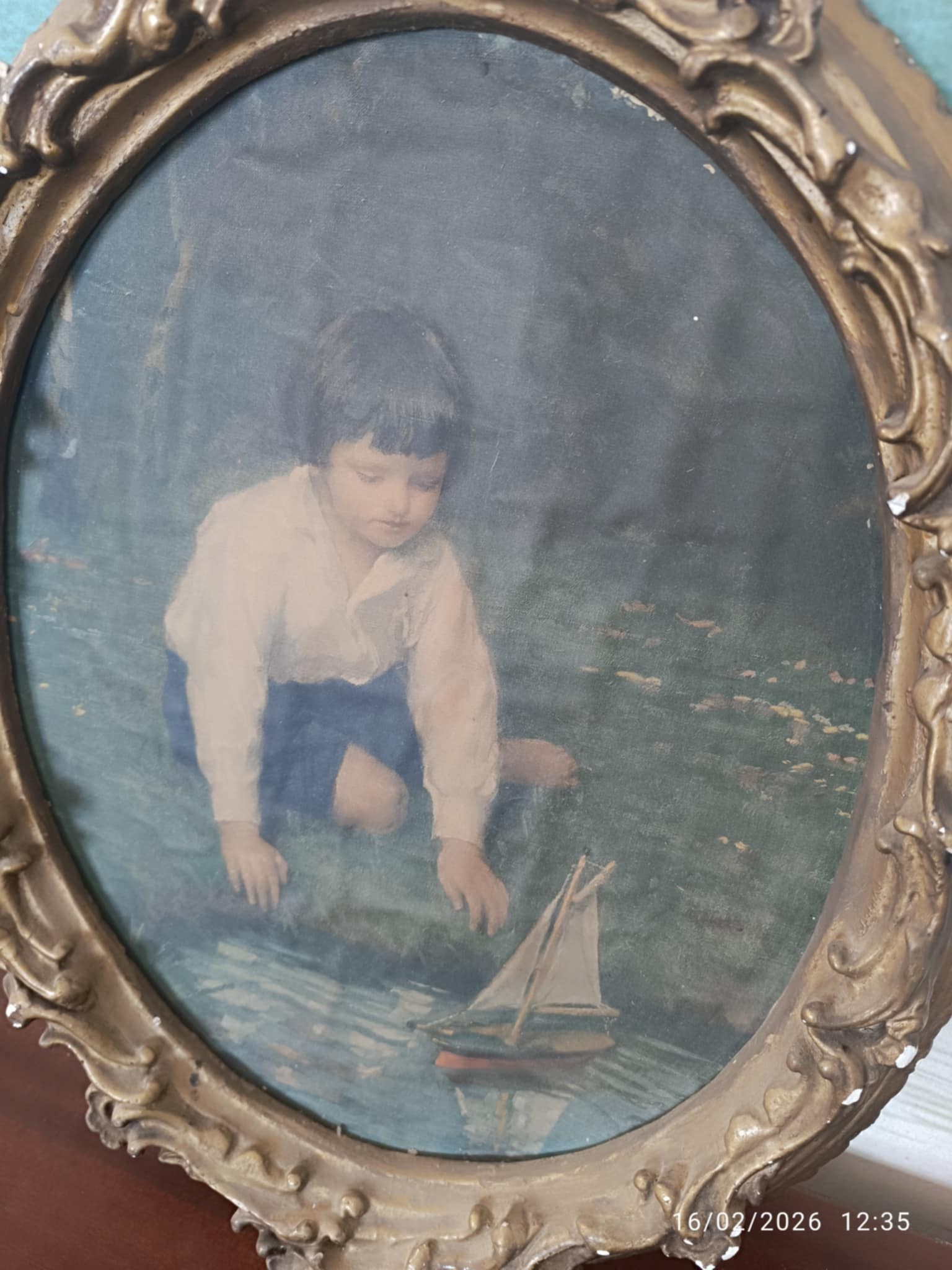 VINTAGE ΚΑΔΡΟ ΑΝΤΙΚΑ ΜΕ ΟΒΑΛ ΚΟΡΝΙΖΑ