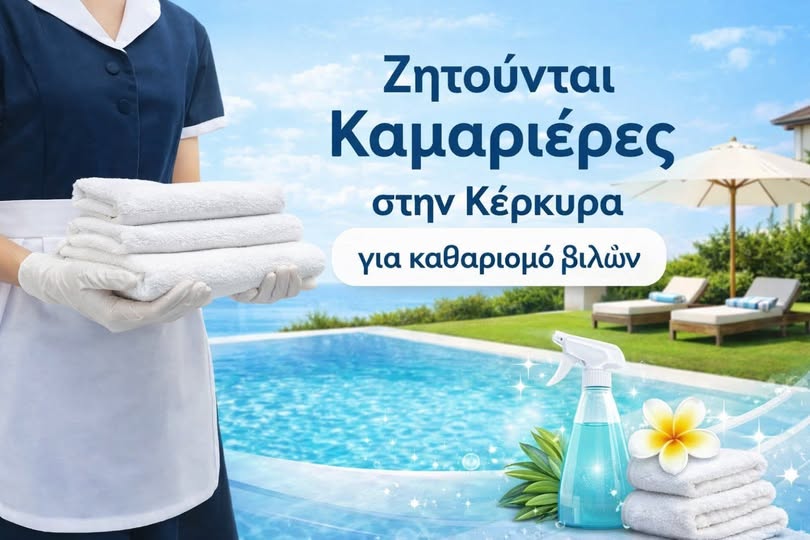 Ζητούνται καμαριέρες απο συνεργείο καθαρισμου στην Κερκυρα