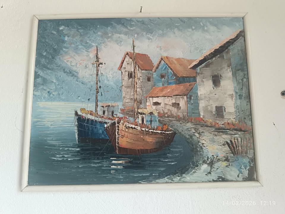 VINTAGE ΕΛΑΙΟΓΡΑΦΙΑ ΣΕ ΚΑΜΒΑ-ΘΑΛΑΣΣΟΓΡΑΦΙΑ(ΕΝΥΠΟΓΡΑΦΟΣ)