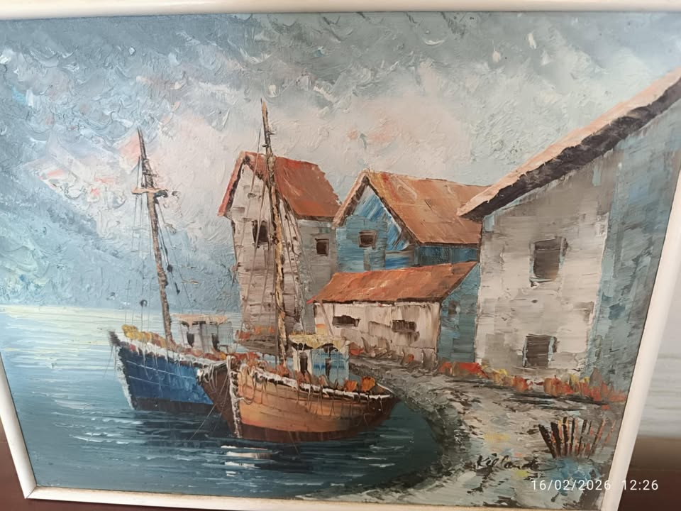 VINTAGE ΕΛΑΙΟΓΡΑΦΙΑ ΣΕ ΚΑΜΒΑ-ΘΑΛΑΣΣΟΓΡΑΦΙΑ(ΕΝΥΠΟΓΡΑΦΟΣ)