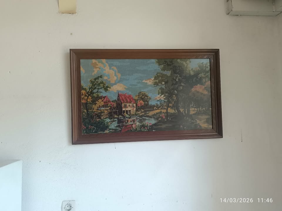 VINTAGE ΧΕΙΡΟΠΟΙΗΤΟΣ ΠΙΝΑΚΑΣ ΓΚΟΜΠΛΕΝ-ΤΟΠΙΟ ΜΕ ΝΕΡΟΜΗΛΟ