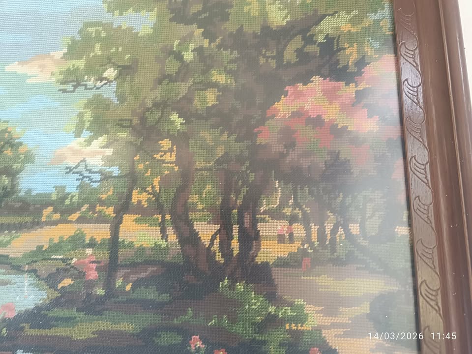 VINTAGE ΧΕΙΡΟΠΟΙΗΤΟΣ ΠΙΝΑΚΑΣ ΓΚΟΜΠΛΕΝ-ΤΟΠΙΟ ΜΕ ΝΕΡΟΜΗΛΟ