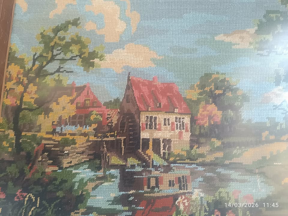 VINTAGE ΧΕΙΡΟΠΟΙΗΤΟΣ ΠΙΝΑΚΑΣ ΓΚΟΜΠΛΕΝ-ΤΟΠΙΟ ΜΕ ΝΕΡΟΜΗΛΟ