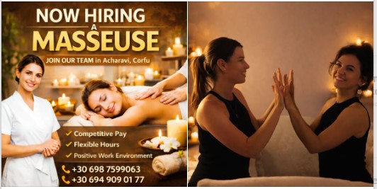 Ζητείται προσωπικό (κοπέλα) για στούντιο μασάζ στην Βόρεια Κέρκυρα, Αχαράβη